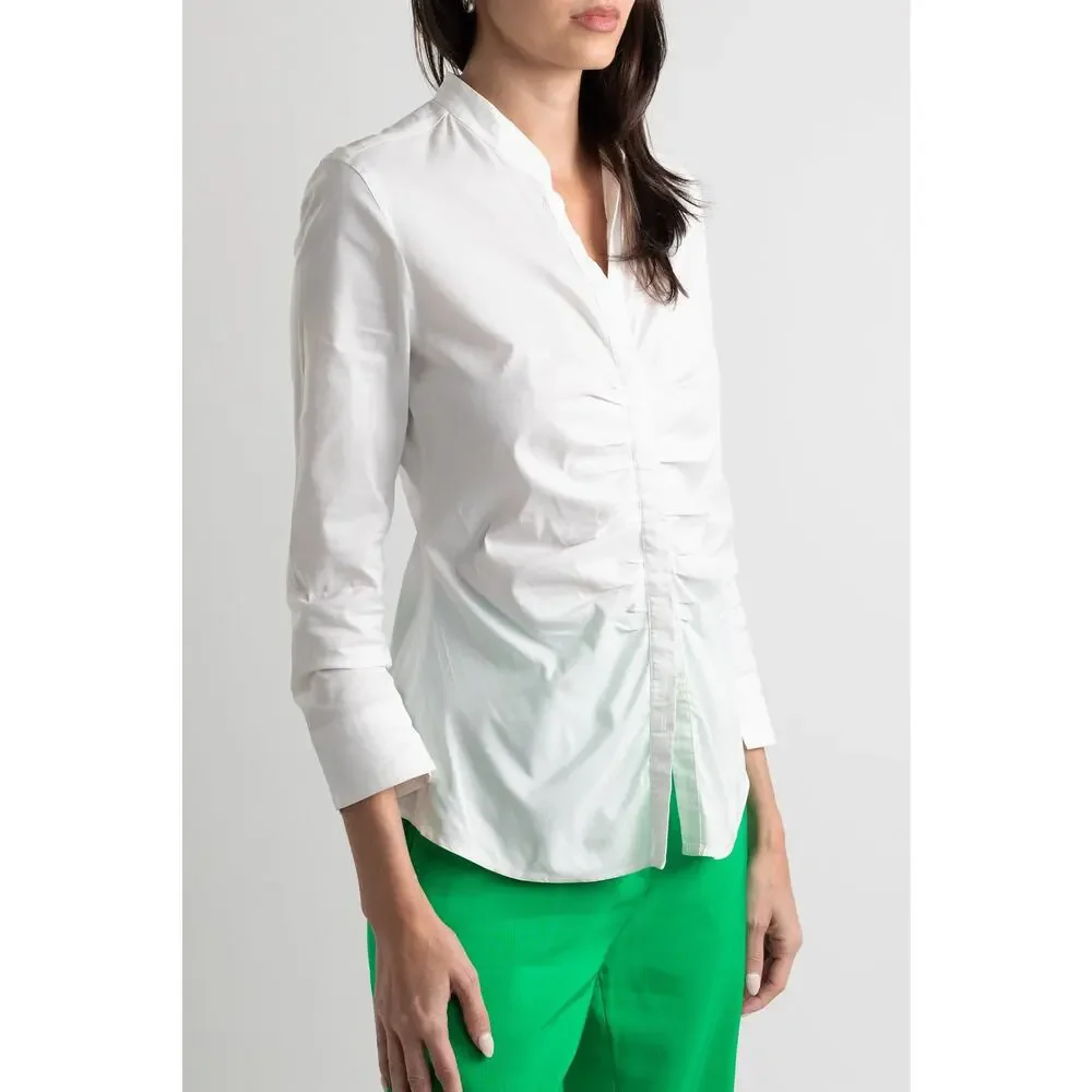 White Rouched Button Down - Picture 5 of 5